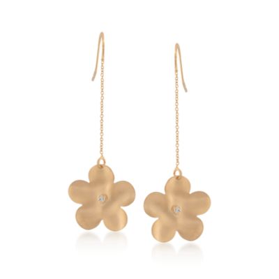 Diamond-Accented Daisy Bracelet and Earrings in 14kt Yellow Gold &mdash; Alt Image 1