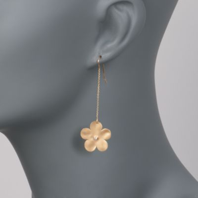 Diamond-Accented Daisy Bracelet and Earrings in 14kt Yellow Gold &mdash; Alt Image 2