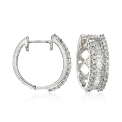 1.00 ct. t.w. Diamond  Hoop Earrings in 14kt White Gold &mdash; Alt Image 1