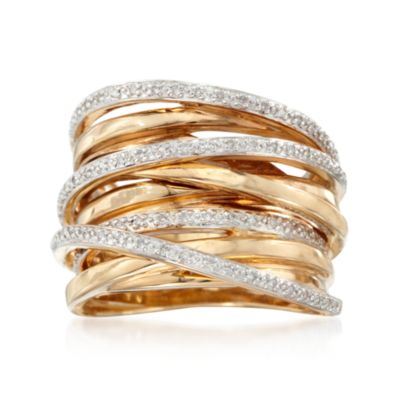 .25 ct. t.w. Diamond "Highway" Ring in 18kt Gold Over Sterling Silver &mdash; Alt Image 1