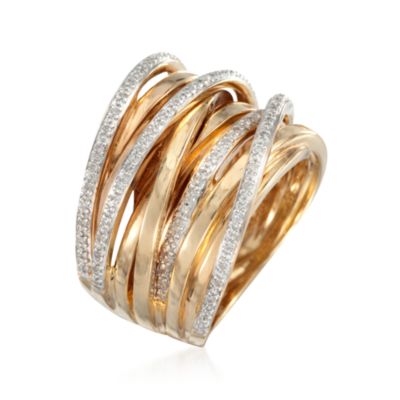 .25 ct. t.w. Diamond "Highway" Ring in 18kt Gold Over Sterling Silver &mdash; Alt Image 3