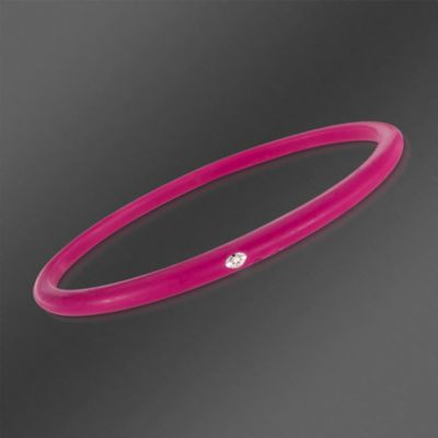 Due Punti Fuschia Silicone Bangle Bracelet With Diamond. 7" &mdash; Alt Image 1