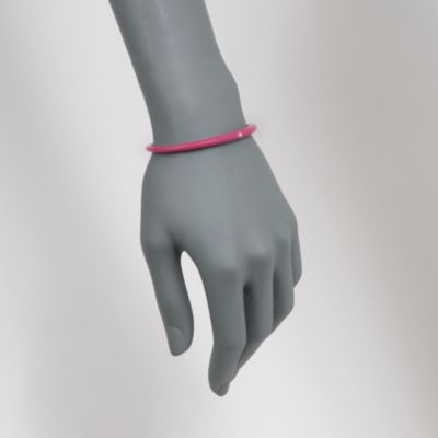 Due Punti Fuschia Silicone Bangle Bracelet With Diamond. 7" &mdash; Alt Image 2