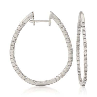 1.00 ct. t.w. Diamond In-And-Out Hoops in 14kt White Gold &mdash; Alt Image 1