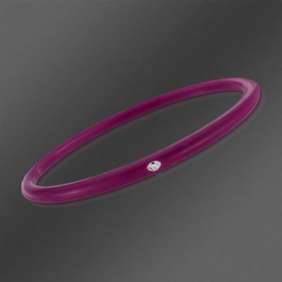 Due Punti Plum Silicone Bangle Bracelet With Diamond. 7" &mdash; Alt Image 1