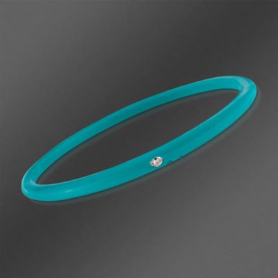 Due Punti Aqua Silicone Bangle Bracelet With Diamond. 7" &mdash; Alt Image 1