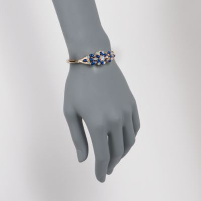 C. 1970 Vintage Lapis and Opal Bangle Bracelet in 14kt Yellow Gold. 6.25" &mdash; Alt Image 2