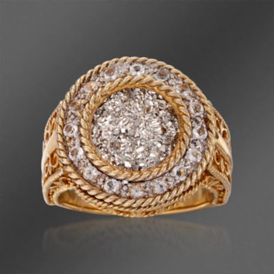 De Latori Jewelry White Topaz and Drusy Ring in 18kt Gold Over Sterling. Size 7 &mdash; Alt Image 1
