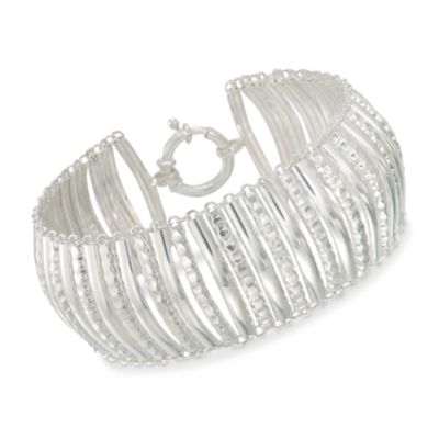 Sterling Silver Ribbed Bracelet &mdash; Alt Image 1