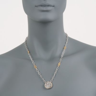 De Latori Jewelry White Drusy Pendant Necklace in Sterling Silver Two-Tone. 20" &mdash; Alt Image 2