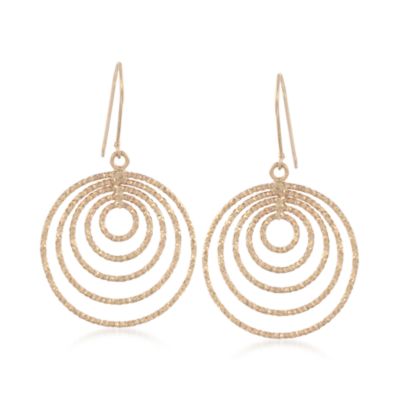 14kt Yellow Gold Concentric Circle Earrings &mdash; Alt Image 1