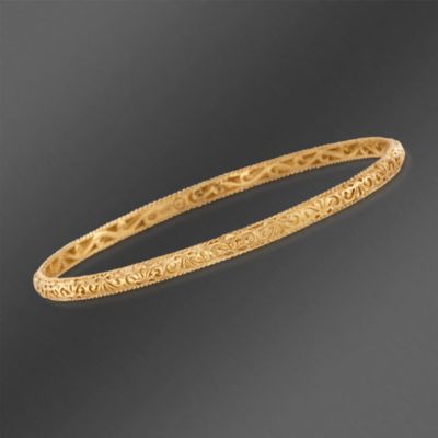 De Latori Jewelry 18kt Gold Over Sterling Silver Bangle Bracelet With Design. 7" &mdash; Alt Image 1