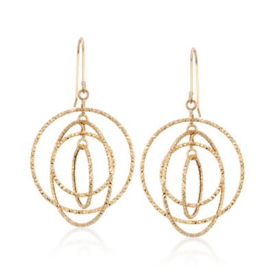 Multi-Circle Drop Earrings in 14kt Yellow Gold &mdash; Alt Image 1