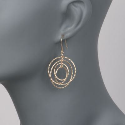 Multi-Circle Drop Earrings in 14kt Yellow Gold &mdash; Alt Image 2