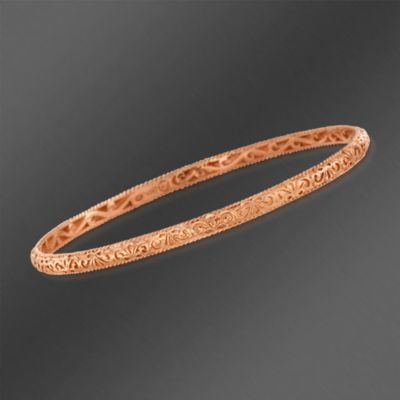 De Latori Jewelry 18kt Rose Gold Over Sterling Silver Bangle Bracelet With Design. 7" &mdash; Alt Image 1