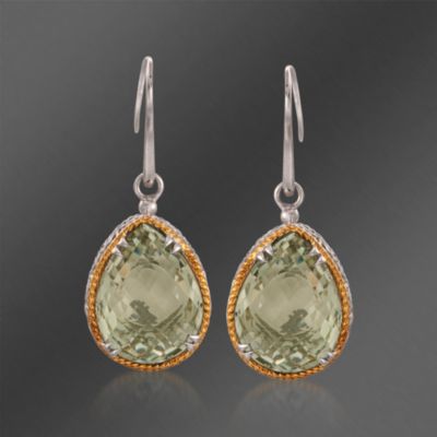 De Latori Jewelry 25.00 ct. t.w. Green Amethyst Drop Earrings in Sterling Silver Two-Tone &mdash; Alt Image 1