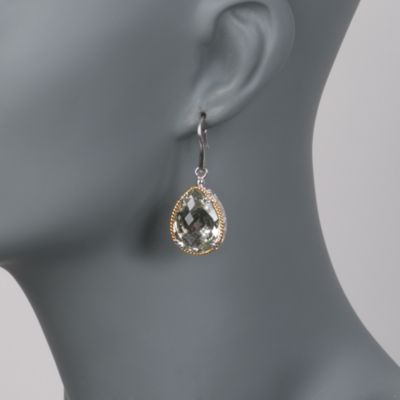 De Latori Jewelry 25.00 ct. t.w. Green Amethyst Drop Earrings in Sterling Silver Two-Tone &mdash; Alt Image 2