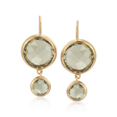 De Latori Jewelry 16.00 ct. t.w. Green Amethyst Drop Earrings in 18kt Gold Over Sterling Silver  &mdash; Alt Image 1