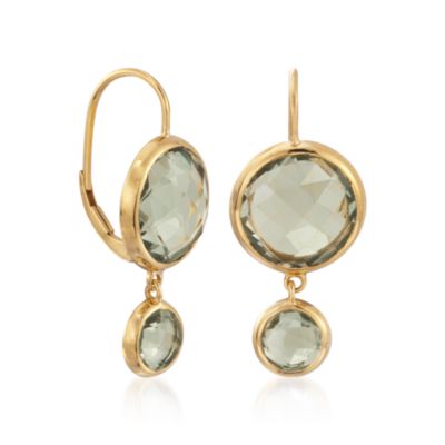 De Latori Jewelry 16.00 ct. t.w. Green Amethyst Drop Earrings in 18kt Gold Over Sterling Silver  &mdash; Alt Image 3