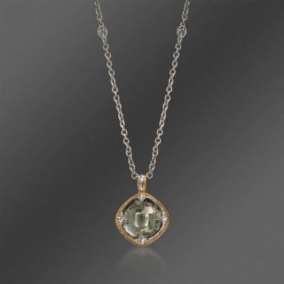 De Latori Jewelry 25.00 Carat Green Amethyst Pendant Necklace in Sterling Silver Two-Tone. 36" &mdash; Alt Image 1