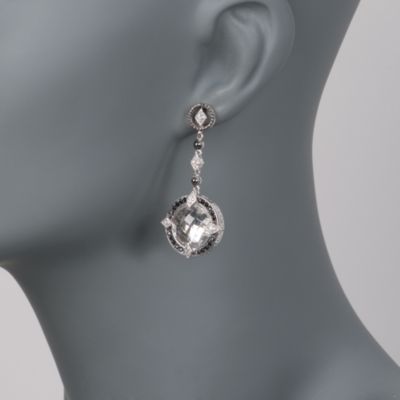 De Latori Jewelry Black Spinel and Crystal Quartz Dangle Earrings in Sterling Silver  &mdash; Alt Image 2