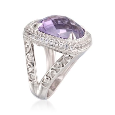 De Latori Jewelry 10.00 Carat Pink Amethyst and Rock Crystal Quartz Ring in Sterling Silver. Size 7 &mdash; Alt Image 3