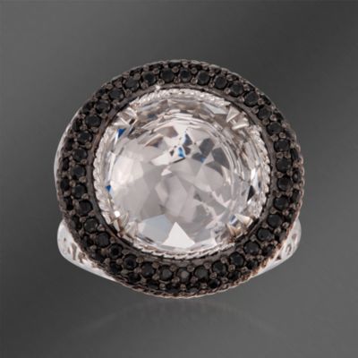 De Latori Jewelry 10.00 Carat Rock Crystal Quartz and Black Spinel Ring in Sterling Silver. Size 7 &mdash; Alt Image 1