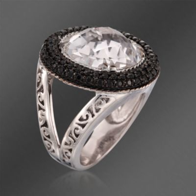 De Latori Jewelry 10.00 Carat Rock Crystal Quartz and Black Spinel Ring in Sterling Silver. Size 7 &mdash; Alt Image 3