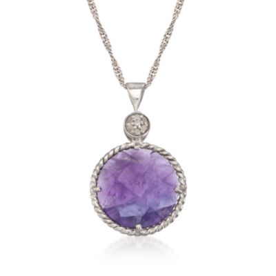 8.00 Carat Amethyst Drop Necklace in Sterling Silver. 18" &mdash; Alt Image 1