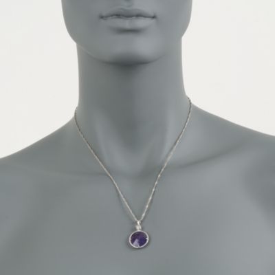 8.00 Carat Amethyst Drop Necklace in Sterling Silver. 18" &mdash; Alt Image 2