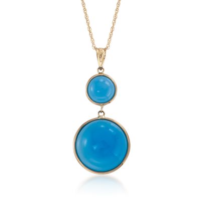 Blue Agate Drop Necklace in 14kt Yellow Gold. 18" &mdash; Alt Image 1
