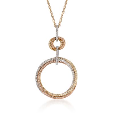 .70 ct. t.w. Diamond Eternity Circle Necklace in 14kt Tricolored Gold. 18" &mdash; Alt Image 1