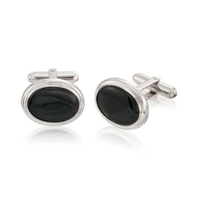 Black Onyx and Sterling Silver Cufflinks &mdash; Alt Image 1