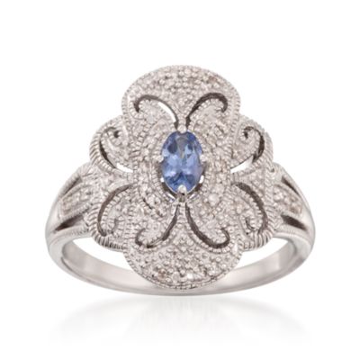 .20 Carat Tanzanite and .15 ct. t.w. Diamond Ring in Sterling Silver &mdash; Alt Image 1