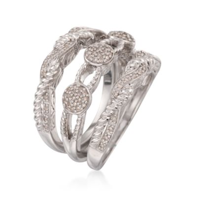 Set of Three Bands With .25 ct. t.w. Diamonds in Sterling Silver &mdash; Alt Image 3