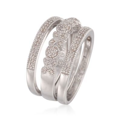 Set of Three Stackable .25ct. t.w. Diamond Band Rings in Sterling Silver &mdash; Alt Image 3