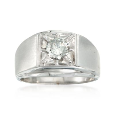 C. 1970 Vintage .77 Carat Square Top Diamond Ring in 10kt White Gold. Size 9 &mdash; Alt Image 1