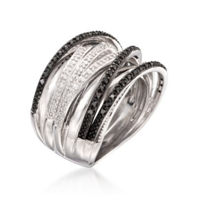 .30 ct. t.w. Black and White Diamond "Highway" Ring in Sterling Silver &mdash; Alt Image 3