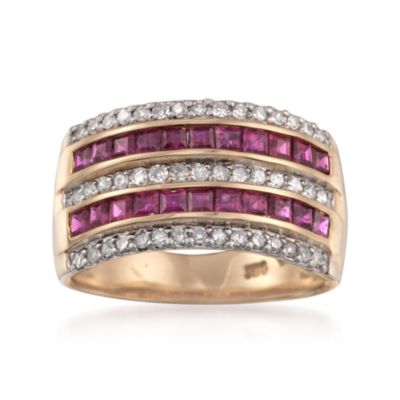 2.20 ct. t.w. Ruby and .30 ct. t.w. Diamond Ring in 14kt Yellow Gold &mdash; Alt Image 1