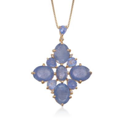 9.65 ct. t.w. Tanzanite and Diamond Drop Necklace in 18kt Over Sterling. 18" &mdash; Alt Image 1