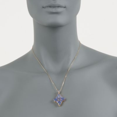 9.65 ct. t.w. Tanzanite and Diamond Drop Necklace in 18kt Over Sterling. 18" &mdash; Alt Image 2