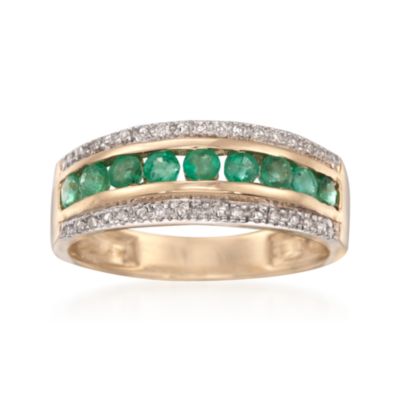 1.00 ct. t.w. Emerald and .30 ct. t.w. Diamond Ring in 14kt Yellow Gold &mdash; Alt Image 1