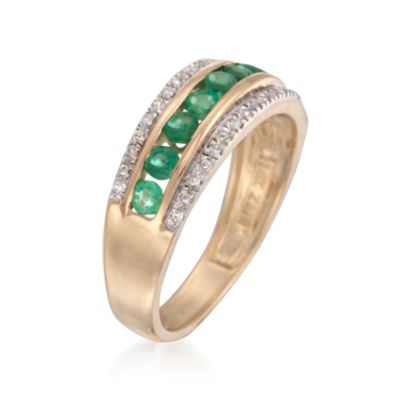 1.00 ct. t.w. Emerald and .30 ct. t.w. Diamond Ring in 14kt Yellow Gold &mdash; Alt Image 3