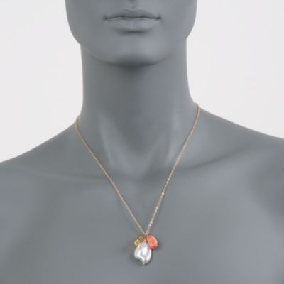 Baroque Pearl and 3.50 ct. t.w. Multi-Gemstone Cluster Necklace in 14kt Yellow Gold &mdash; Alt Image 4