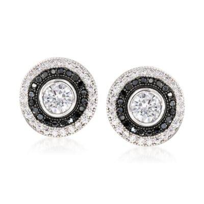 .70 ct. t.w. CZ Studs and .90 ct. t.w. Black and White CZ Earring Jacket Set in Sterling Silver &mdash; Alt Image 1