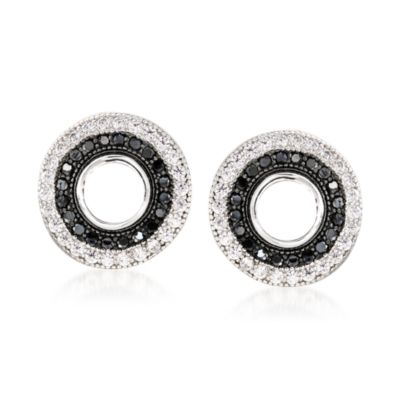 .70 ct. t.w. CZ Studs and .90 ct. t.w. Black and White CZ Earring Jacket Set in Sterling Silver &mdash; Alt Image 3