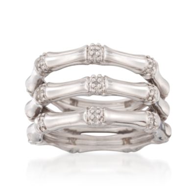 Set of Three .25 ct. t.w. Diamond Bamboo Rings in Sterling Silver &mdash; Alt Image 1