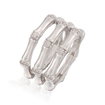 Set of Three .25 ct. t.w. Diamond Bamboo Rings in Sterling Silver &mdash; Alt Image 3