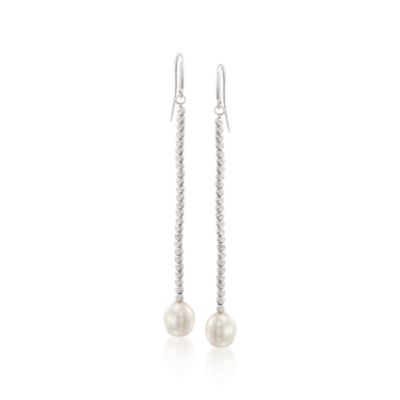 Pearl Drop Earrings in Sterling Silver &mdash; Alt Image 1
