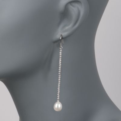 Pearl Drop Earrings in Sterling Silver &mdash; Alt Image 2